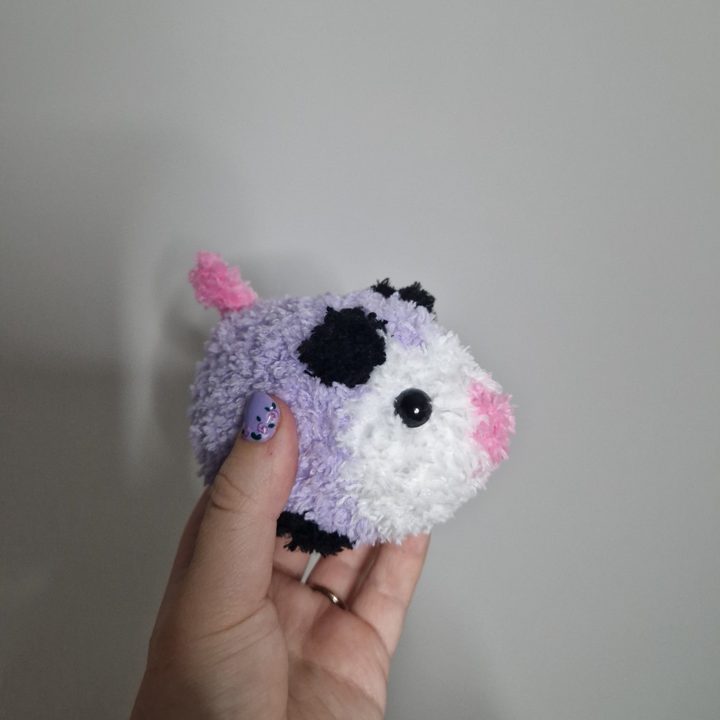 Lilac opossum fluffy small crochet plushie