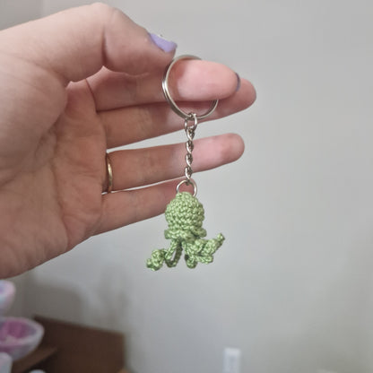 Green Jellyfish lace yarn micro crochet keyring