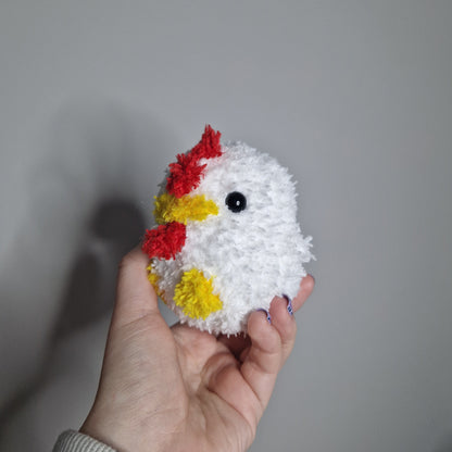 White chicken fluffy small crochet plushie