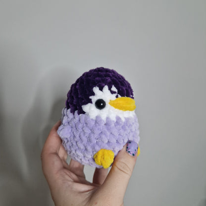 Purple penguin small crochet plushie