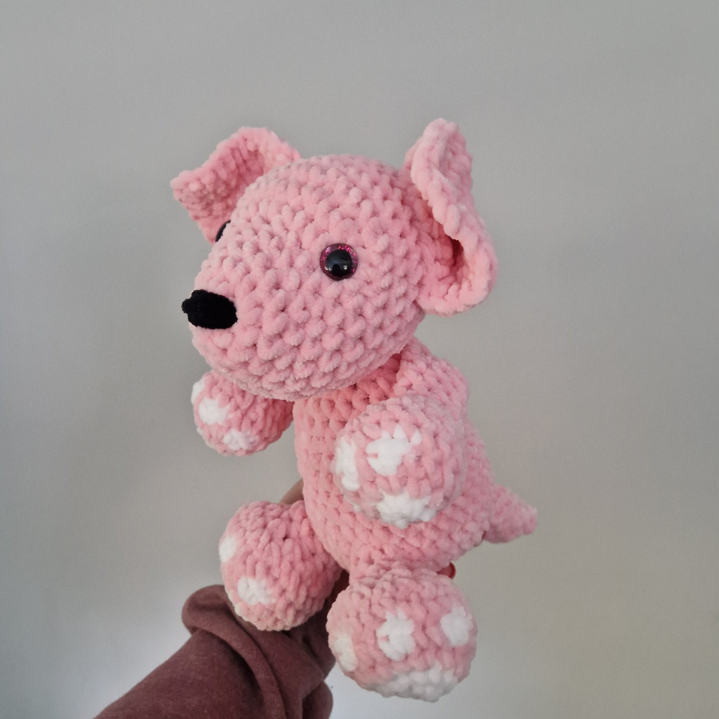 Pink Golden Retriever crochet plushie