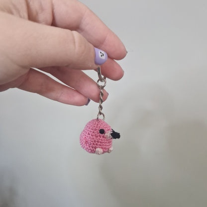 Pink Flakingo lace yarn micro crochet keyring