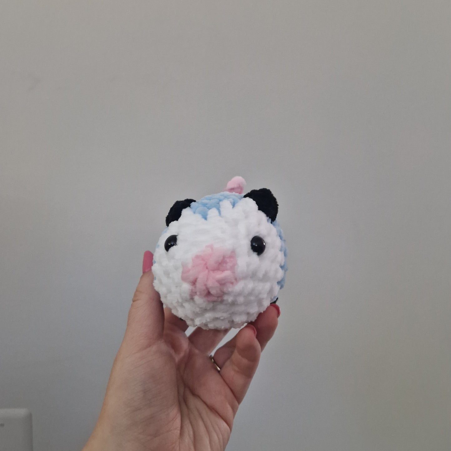 Blue opossum crochet plushie