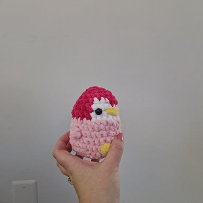 Pink penguin crochet plushie
