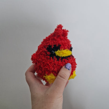 Red cardinal fluffy small crochet plushie