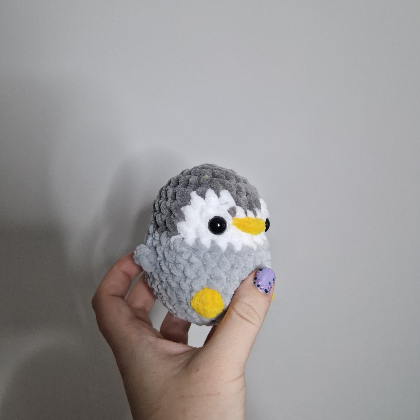 Grey penguin small crochet plushie