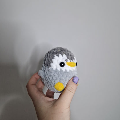 Grey penguin small crochet plushie
