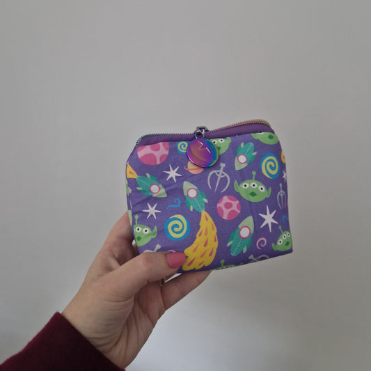 Alien mini triangle shaped pouch cosmetic bag with zipper pull