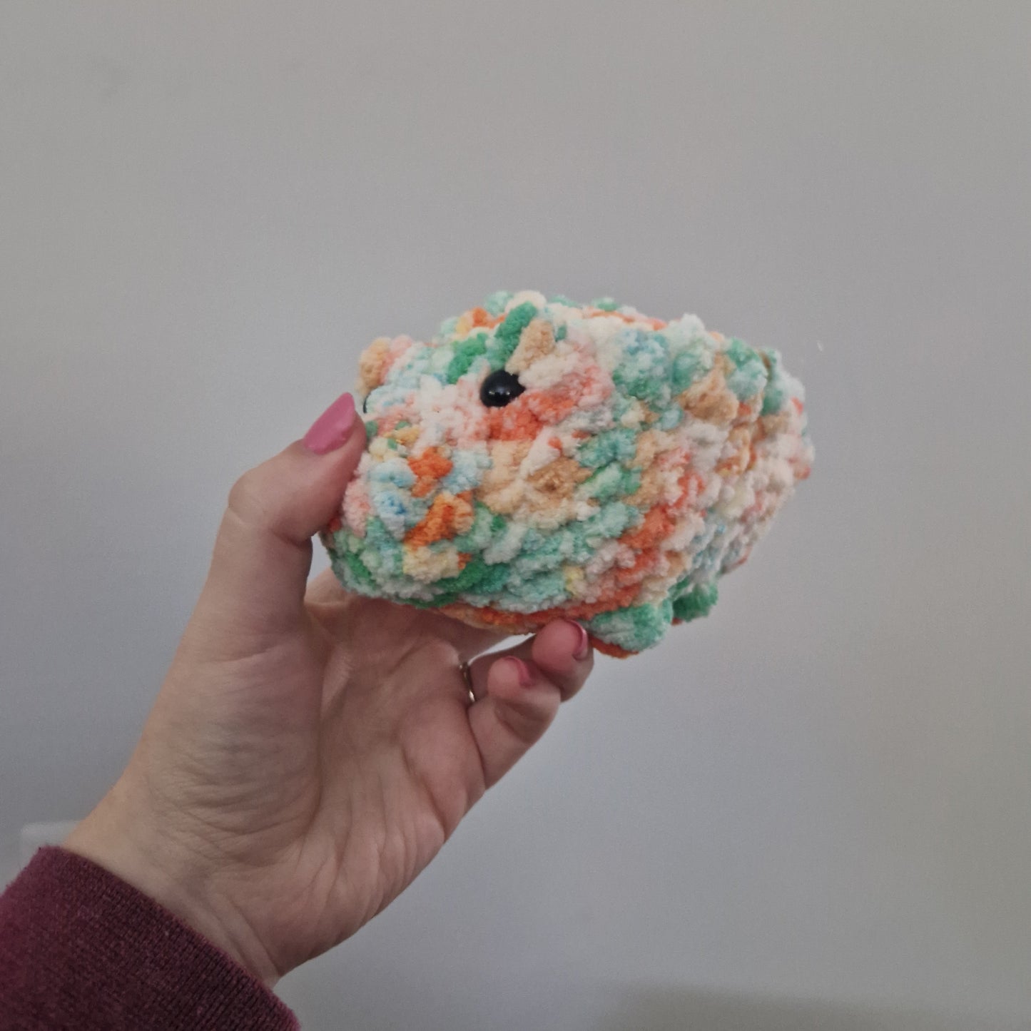 Orange and green alligator / crocodile crochet plushie