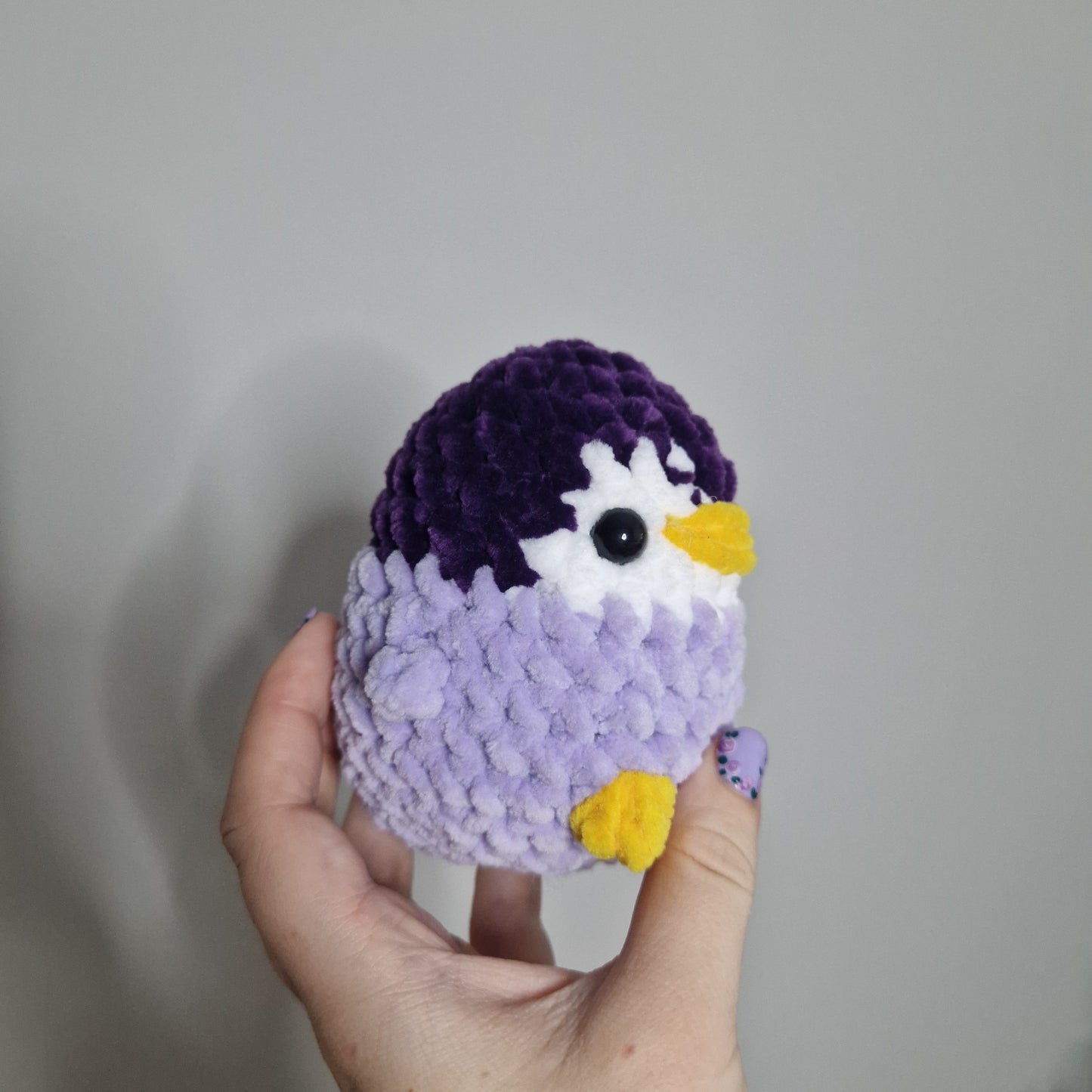 Purple penguin small crochet plushie