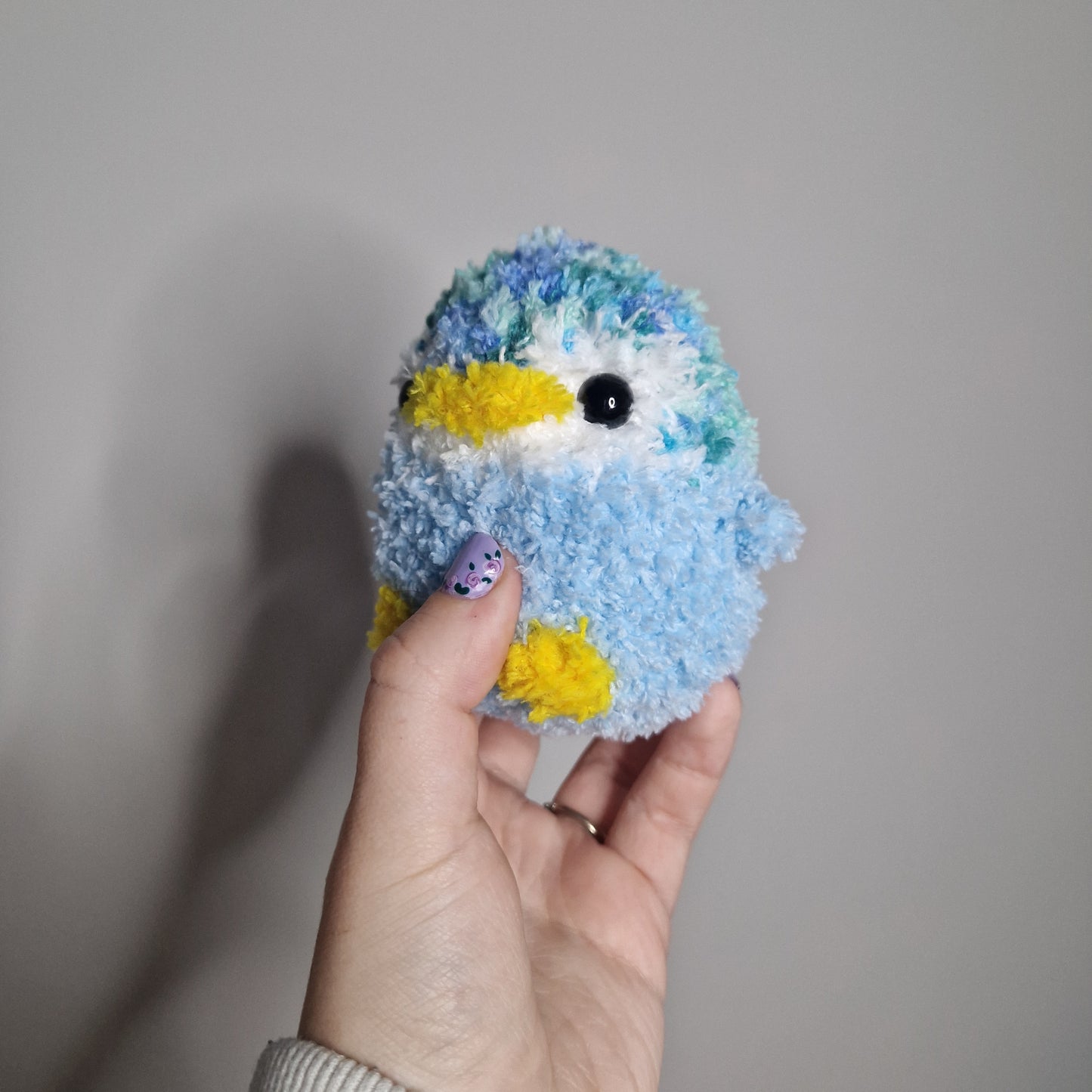 Blue penguin fluffy small crochet plushie