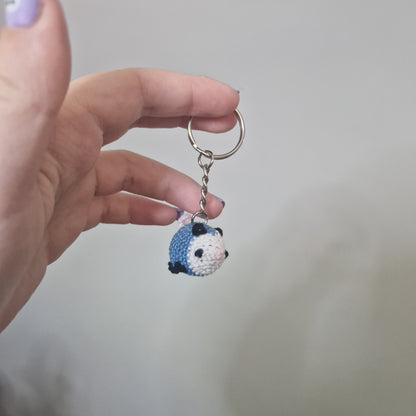 Blue opossum lace yarn micro crochet keyring