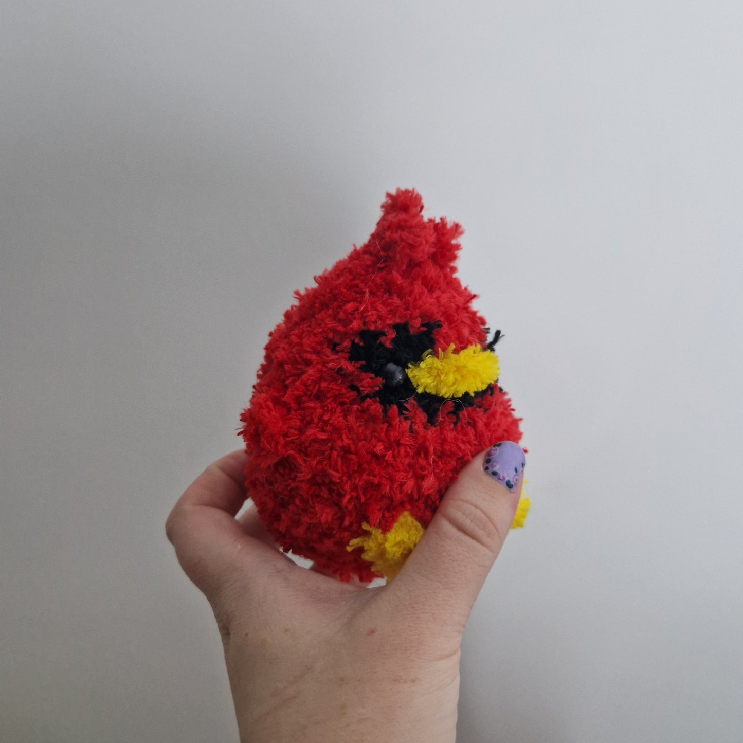 Red cardinal fluffy small crochet plushie