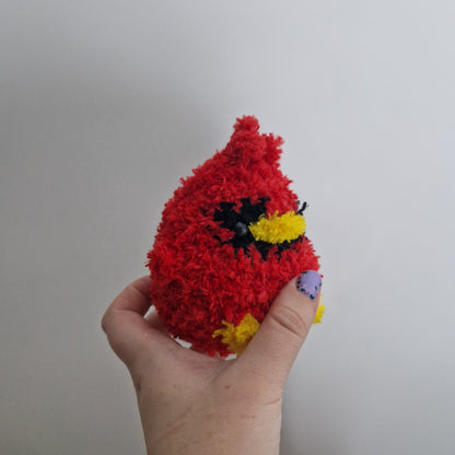 Red cardinal fluffy small crochet plushie