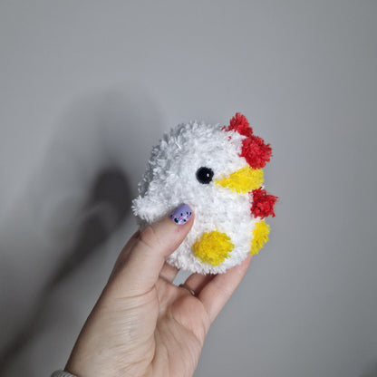 White chicken fluffy small crochet plushie