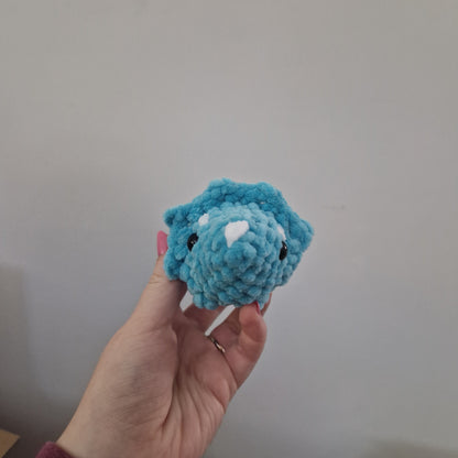 Blue triceratops crochet plushie