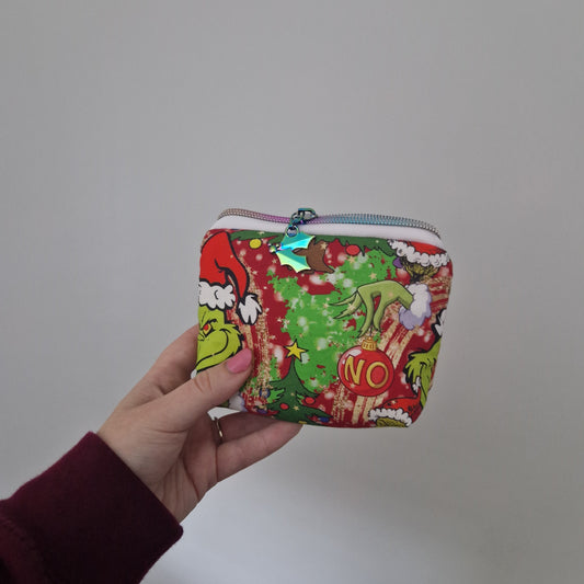 Mean One mini triangle shaped pouch cosmetic bag with zipper pull