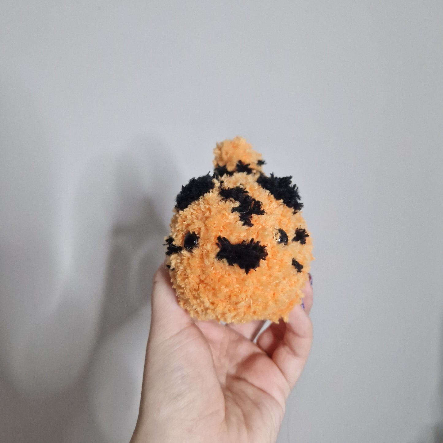 Orange tiger fluffy small crochet plushie