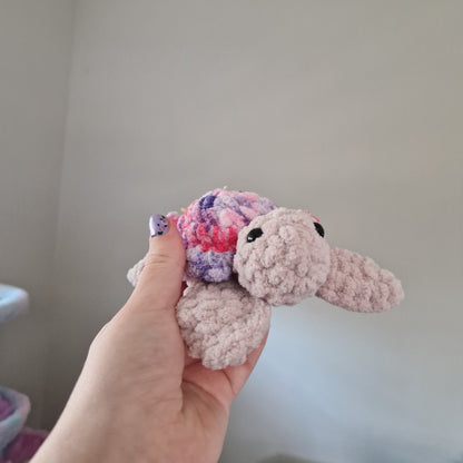 Pink variegated sea turtle small crochet plushie