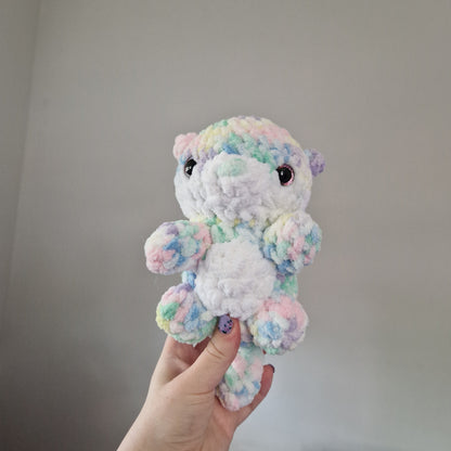 Pastel rainbow otter crochet plushie