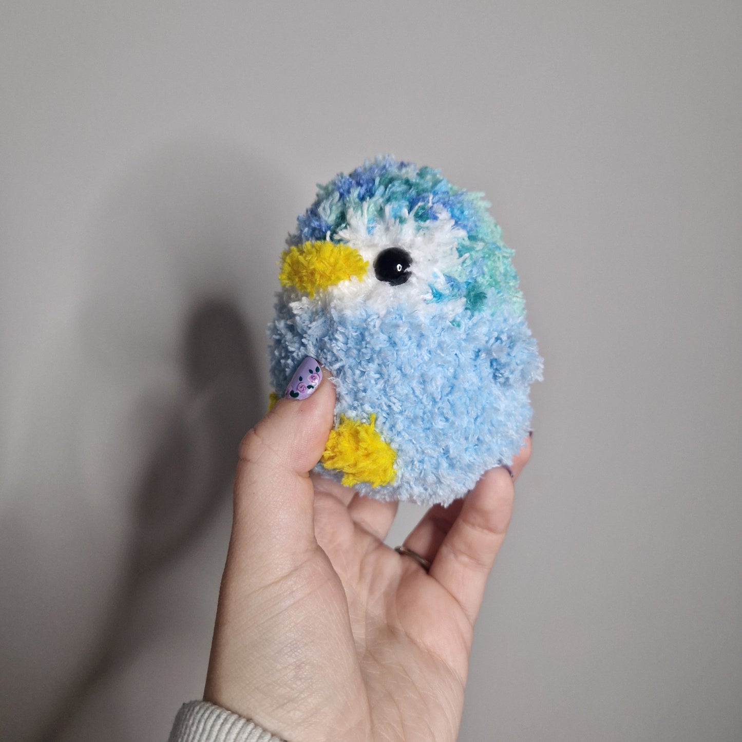Blue penguin fluffy small crochet plushie