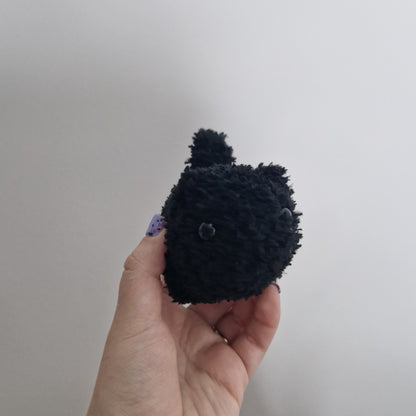 Black cat fluffy small crochet plushie