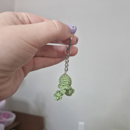Green Jellyfish lace yarn micro crochet keyring
