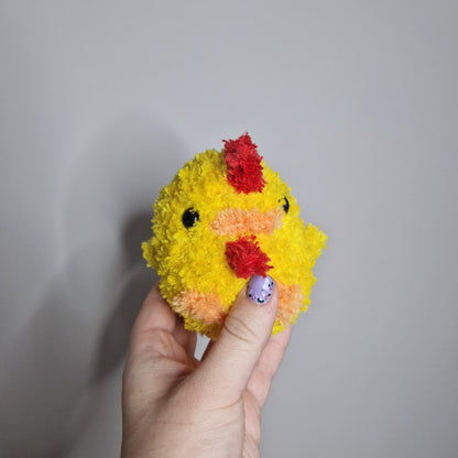 Yellow chicken fluffy small crochet plushie