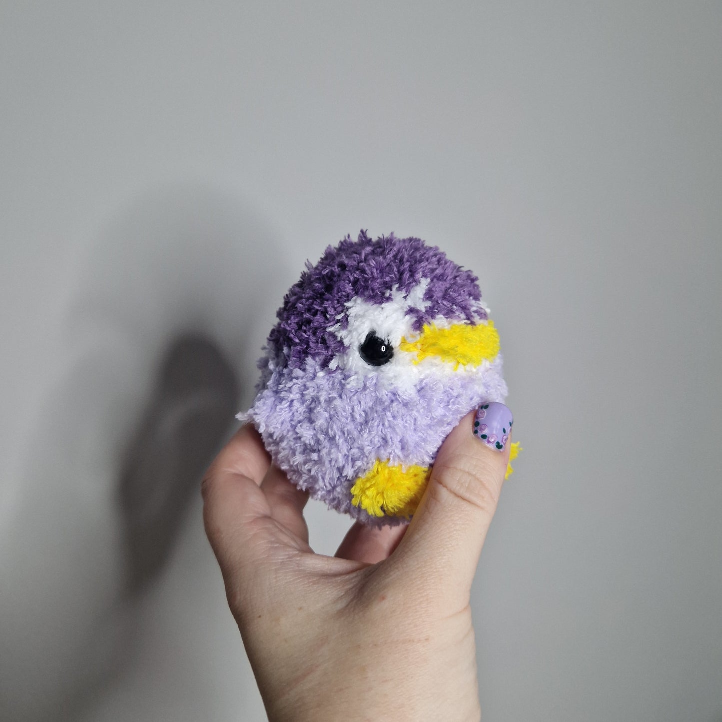 Purple penguin fluffy small crochet plushie