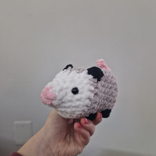 Grey opossum crochet plushie