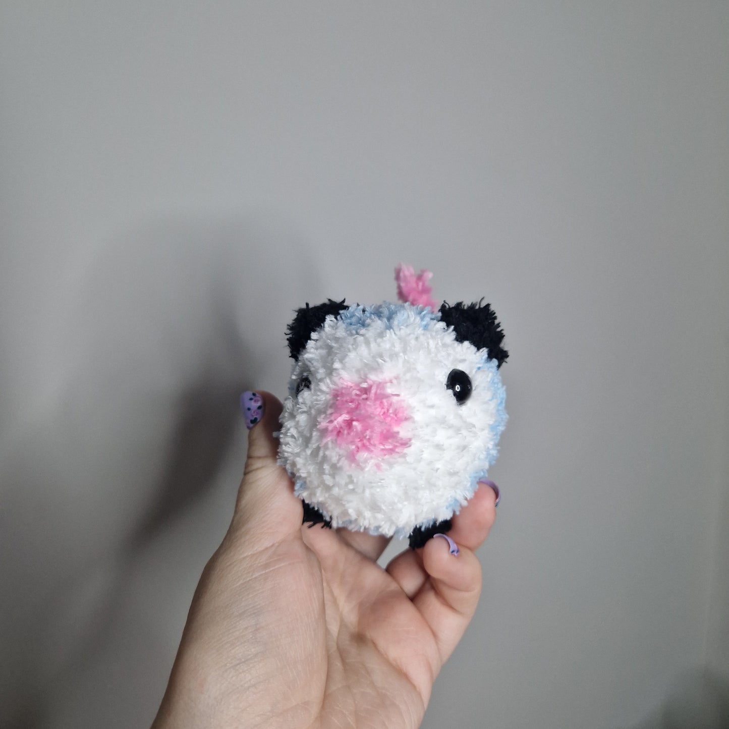 Blue opossum fluffy small crochet plushie