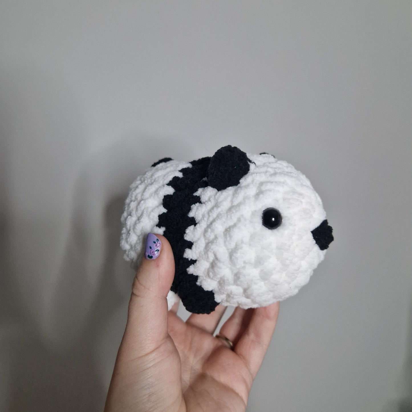 Black and white panda bear small crochet plushie