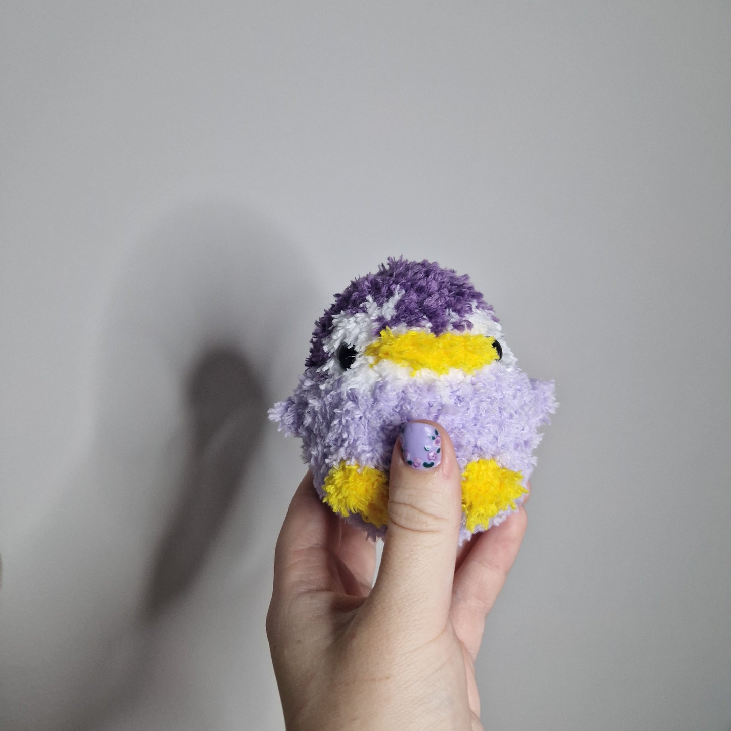 Purple penguin fluffy small crochet plushie
