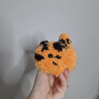 Orange tiger fluffy small crochet plushie