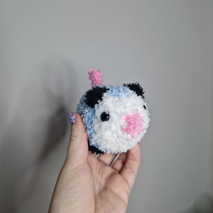 Blue opossum fluffy small crochet plushie