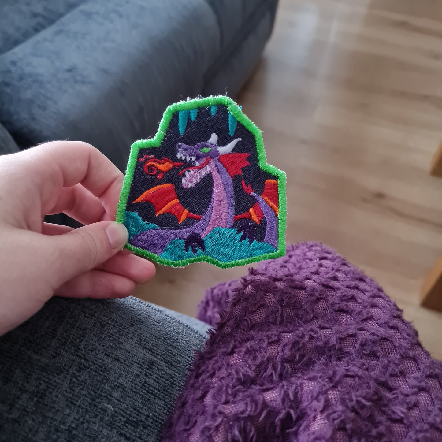 The Castle Dragon iron-on embroidered patch