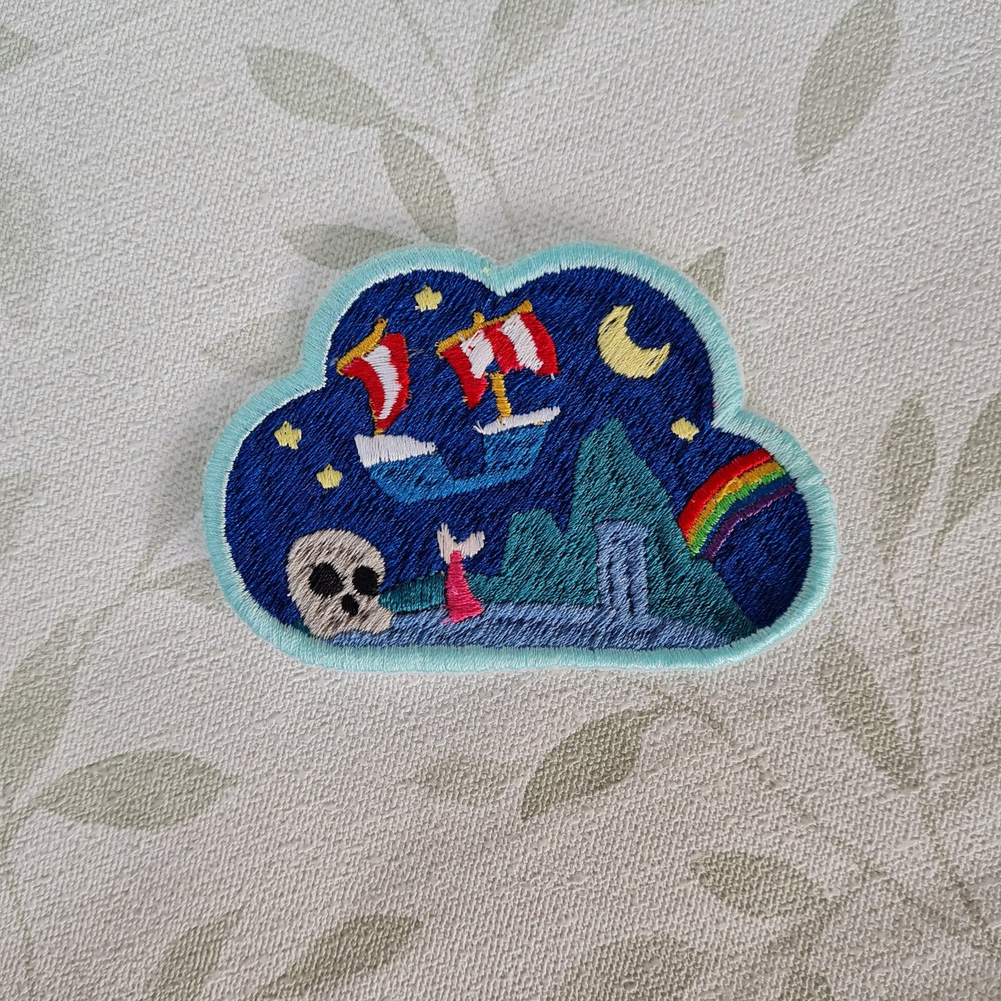 Skull Rock iron-on embroidered patch