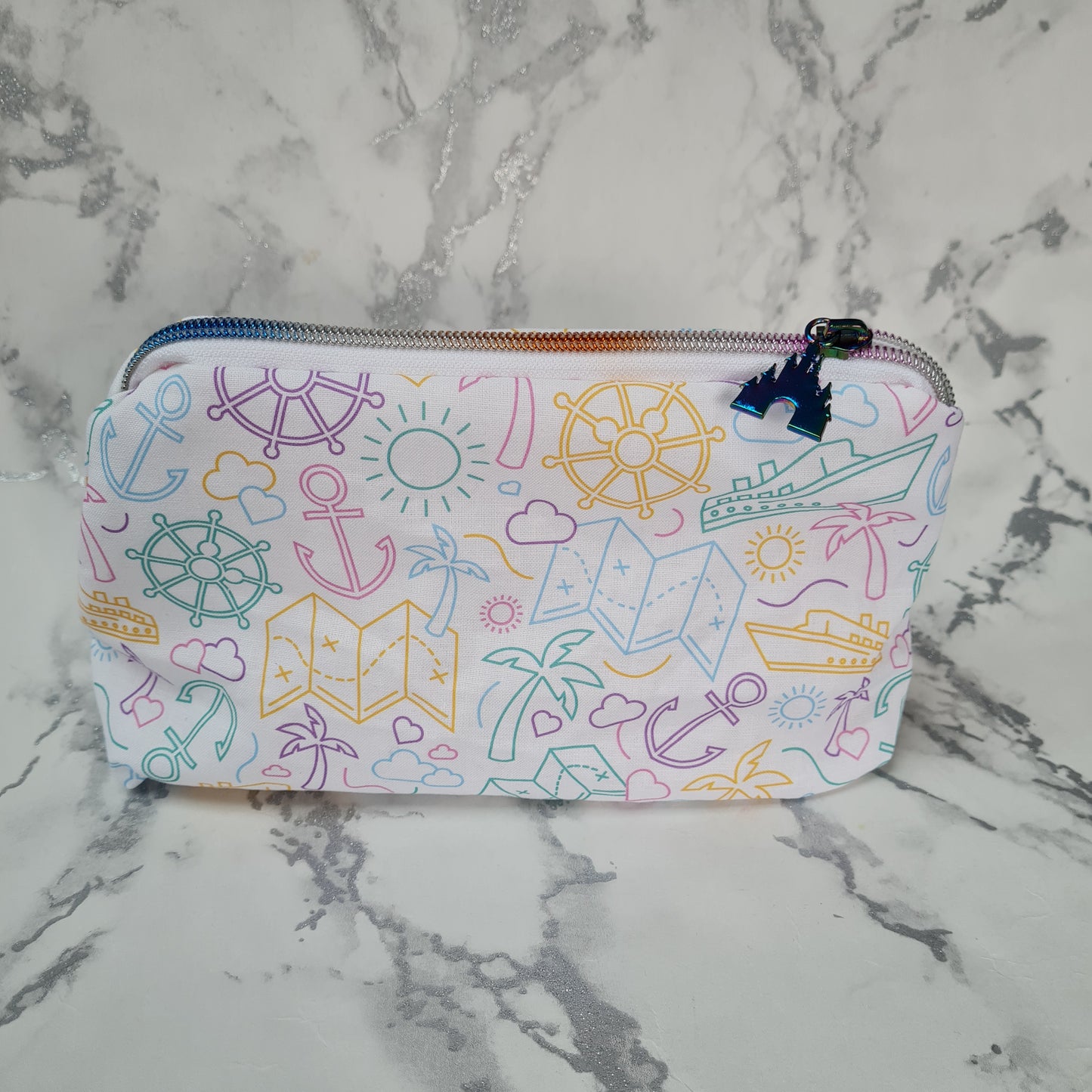 Rainbow Cruise Mouse lined triangle cosmetic bag with zipper -  Oh Boy Mouse
