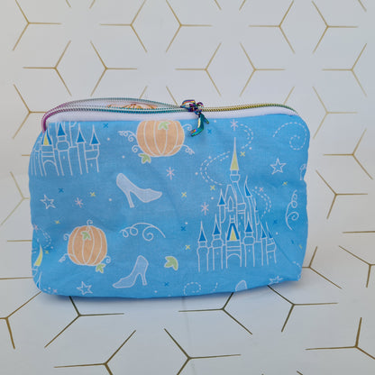 Blue Shoe pull Follow your heart lined triangle cosmetic bag with zipper