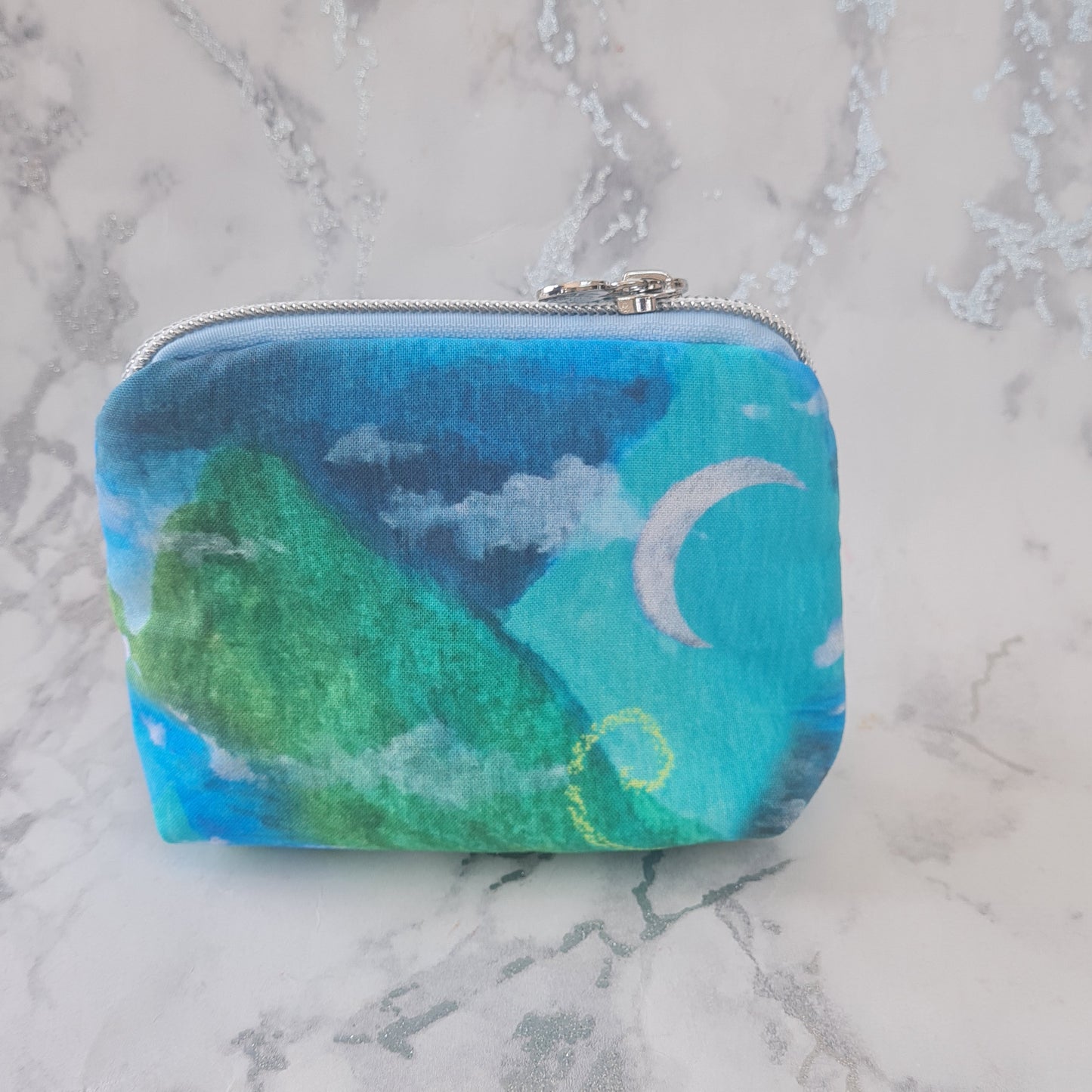 Mini Never Land lined triangle cosmetic bag with zipper