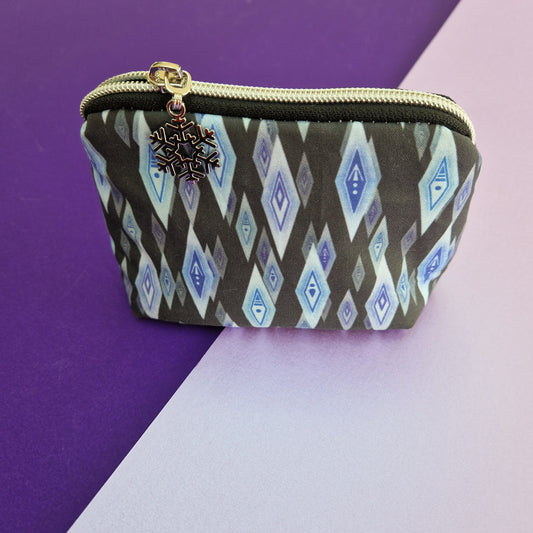 Mini Ice Element lined triangle shaped pouch cosmetic bag with zipper