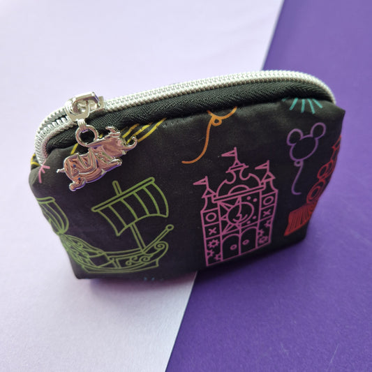 Park skyline lined mini triangle shaped pouch cosmetic bag with zipper