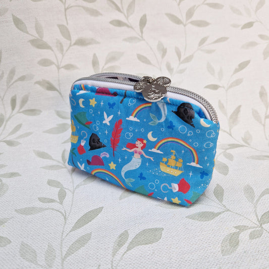 Mini Mermaids, fairies and pirates lined triangle cosmetic bag with zipper